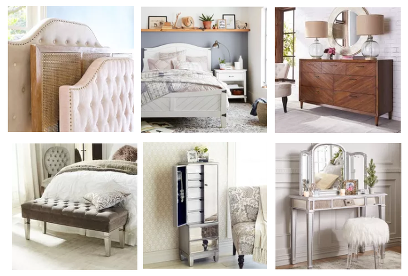 bedding and furniture